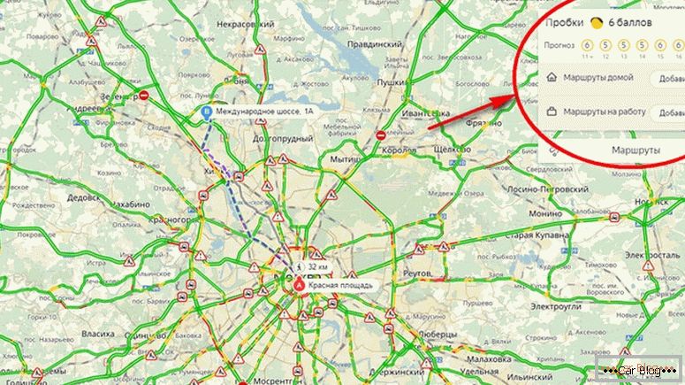 Cómo obtener una ruta en los mapas de Yandex en un automóvil teniendo en cuenta el tráfico
