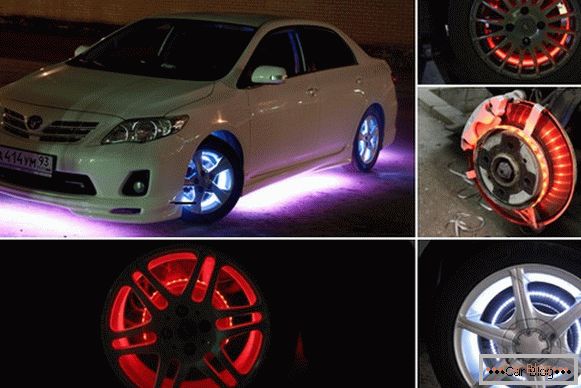 luces de rueda de coches de bricolaje