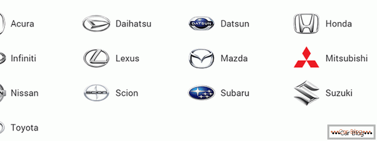 dónde encontrar todas las marcas de autos japoneses y sus íconos con los nombres y fotos.
